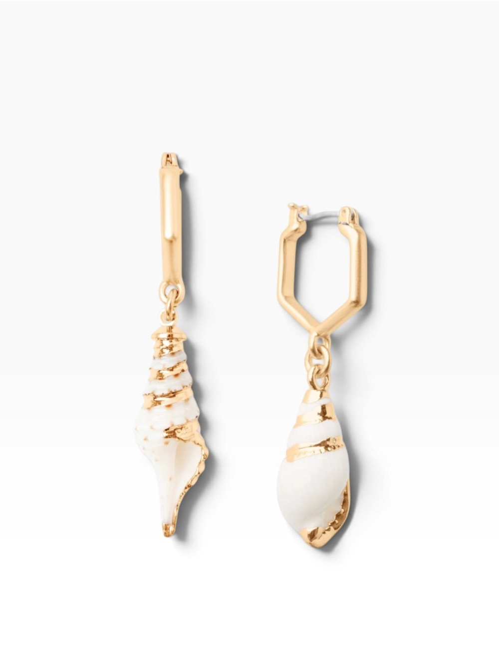Lucky Brand Gold-Tone Shell Charm Hoop Earrings